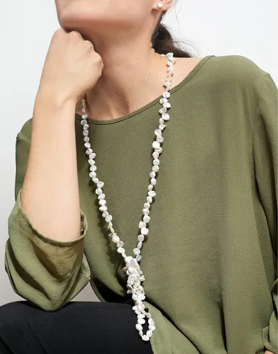 Vista 4 de Secret & You Collar de perlas para mujer, cadena cultivada de agua dulce, keshi barroco, 47.2 in de largo, perlas Keshi barrocas de 7-9 a
