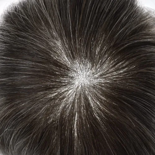 Vista 4 de Hombres Toupee Europea Real Cabello Humano Pieza Todo V-looped 0.002 in Piel Ultra Delgado Toupee para Hombres Sistema de Reemplazo de Cabello