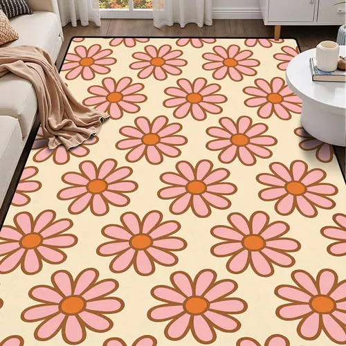 Vista 6 de 70 s Retro Seamless 60s 70s Aesthetic Style Area Rug Outdoor Patio Rug Play Mat Modern Floor Carpet Non-Slip Home Decor Living Room Kids Bedroom