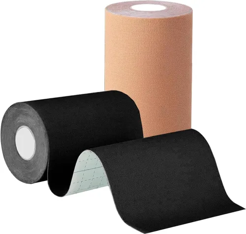 Vista 8 de 2 rollos de cinta de kinesiología de algodón original de 4 x 16.4 pies, cinta atlética impermeable de corte libre para tobillo, muñecas, rodillas