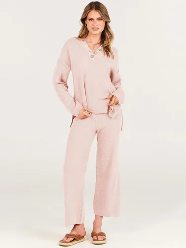 Vista 2 de ANRABESS Conjunto de 2 piezas para mujer, conjunto de suéter holgado holgado de punto de gran tamaño, conjunto de ropa de descanso a juego de moda