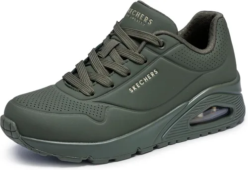Vista 41 de Skechers Tenis UNO Stand on Air para mujer Tenis casuales, plantilla de espuma viscoelástica refrigerada por aire, amortiguación visible de Rojo