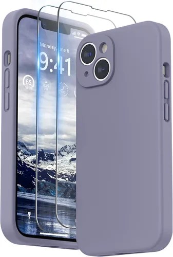Vista 12 de SURPHY Funda para iPhone 14 Plus con Protector de Pantalla y Protección de Cámara, Funda de Teléfono de Silicona Líquida con Forro de Microfibra