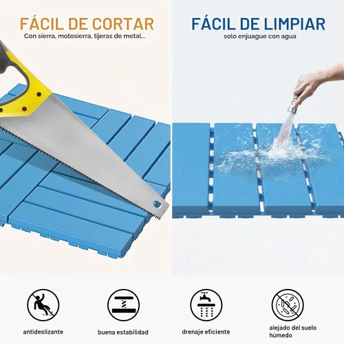 Vista 4 de Goovilla - Azulejos de plástico entrelazados para terraza, paquete de 9 para balcón, 12 x 12 pulgadas, piso impermeable para todo clima, azulejos