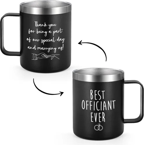 Vista 2 de LiqCool Officiant Gift, Best Officiant Ever - Taza de café aislada, 12 onzas, color negro