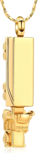 Vista 10 de Imrsanl Collar de urna para cenizas para hombres adultos de acero inoxidable con diseño de camión de 18 ruedas, joyería de cremación, colgante