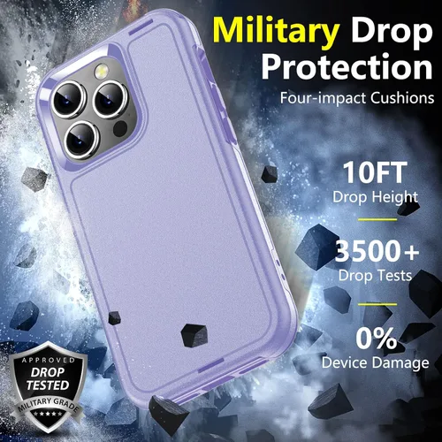 Vista 3 de jaroco Funda para iPhone 14 Pro, protección contra caídas de grado militar, 2 protectores de pantalla y protector de lente de cámara, protección