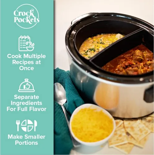 Vista 2 de CrockPockets® Divisores Reutilizables de Silicona para Olla de Cocción Lenta – Juego de Divisores de 6Qt (Paquete de 2), Antiadherente, Resistente a