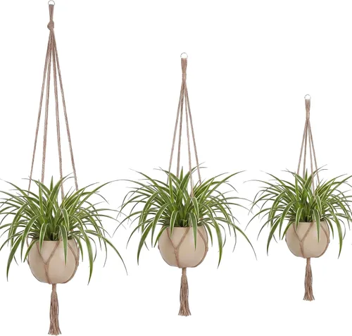 Vista 13 de EBOOT Paquete de 3 cuerdas grandes de macramé para colgar plantas de 33, 41, 48 pulgadas, para colgar macetas para decoración de interiores