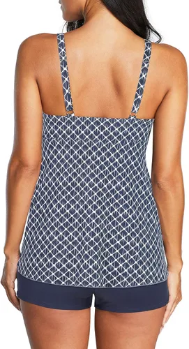 Vista 5 de American Trends Trajes de baño de dos piezas para mujer, tankini de talla grande, con control de abdomen