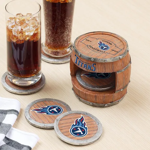 Vista 2 de FOCO NFL Team Logo 5-Pack Barrel Beverage Drink Coaster Set
