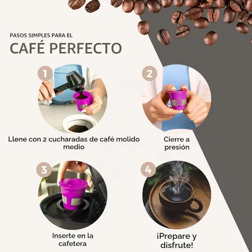 Vista 8 de Perfect Pod - Paquete de 4 cápsulas de café recargables reutilizables de 1 corriente más cucharada de café de Perfect Pod - Compatible con cafeteras