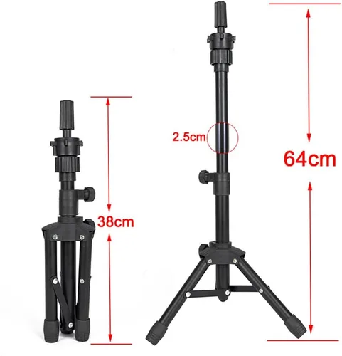 Vista 2 de ZQIAN BEAUTY Trípode de soporte para peluca de 25 pulgadas, soporte de cabeza de maniquí ajustable, soporte de cabeza de peluca para cabezas
