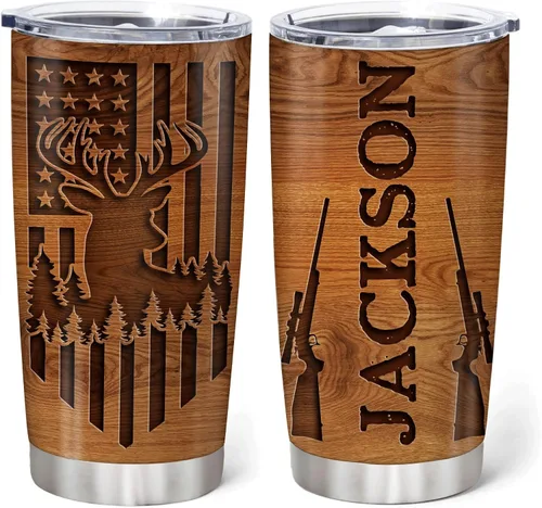 Vista 13 de Hyturtle Regalos de Caza Personalizados Para Hombres - Vaso Térmico de Caza de Ciervos con Camuflaje de 20 Oz para Café de Viaje de Acero Inoxidable