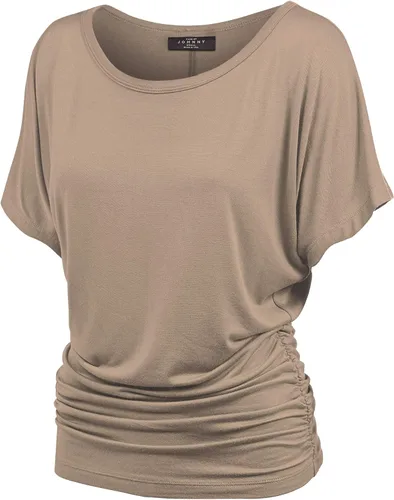 Vista 50 de Made By Johnny Camiseta de manga corta Dolman con cuello barco y dobladillo curvado para mujer, ajuste holgado Wt1037_aqua