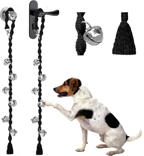 Vista 8 de Campanas de perro para salir al aire libre, campanas de entrenamiento para ir al baño, hechas a mano, ajustables Hecho a mano con hilo de alta
