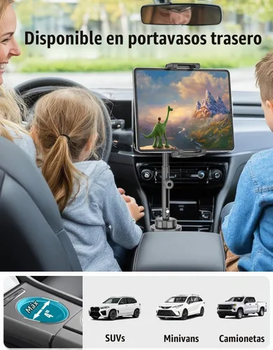 Vista 5 de Soporte de aluminio para tablet de automóvil, [altura ajustable de 16 pulgadas] [compatible con funda gruesa] Soporte resistente para tablet