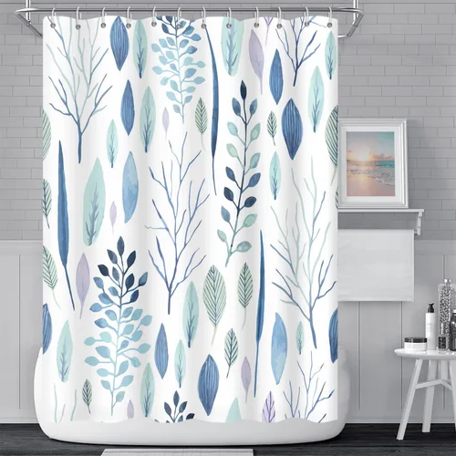 Vista 23 de Cortina de Ducha Floral Bohemia Negra Flores de Mediados de Siglo Botánica Moderna Elegante Estética Cortina de Ducha para Decoración de Baño