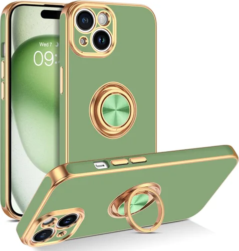 Vista 10 de BENTOBEN Funda compatible con iPhone 15, funda para teléfono iPhone 15, ajuste delgado, soporte de anillo de 360°, soporte magnético para automóvil