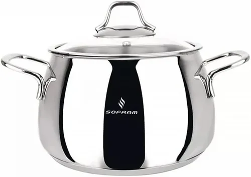 Vista 3 de Venus - Olla profunda de acero inoxidable con tapa de vidrio, olla para sopa profunda adecuada para estufa de inducción (2.1 cuartos de galón