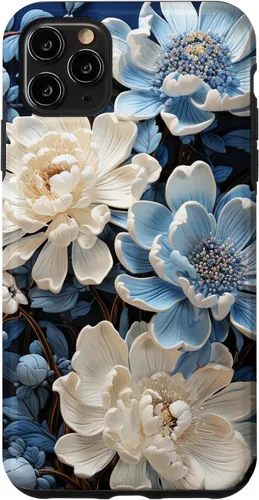 Vista 13 de iPhone 16 Chinoiserie Floral Toile Blue and White Case