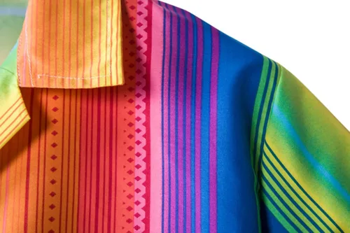Vista 7 de Camisa de manga corta con botones y cuello elástico para hombre, estilo retro y ajustado, para hombre