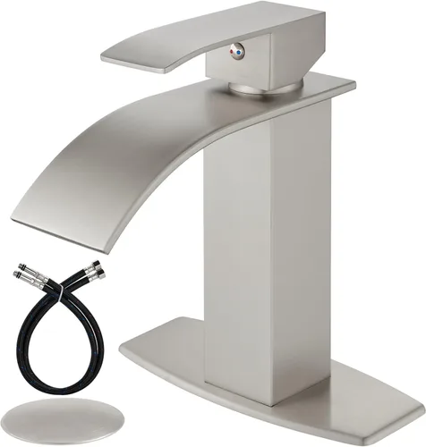 Vista 13 de Airuida Grifo de baño de cascada negro mate, grifo de lavabo de baño de un solo agujero, grifo de lavabo de lavabo de autocaravana, grifo mezclador