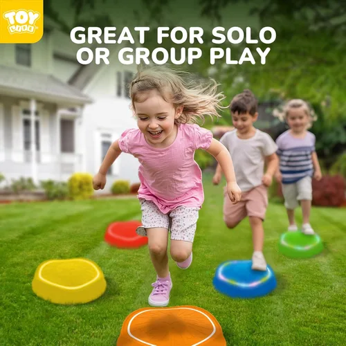 Vista 7 de TOY Life 5 Piezas de Piedras de Equilibrio Musicales con Luces para Niños, Juguetes de Interior y Exterior para Niños de 4 a 8 años, Juguetes
