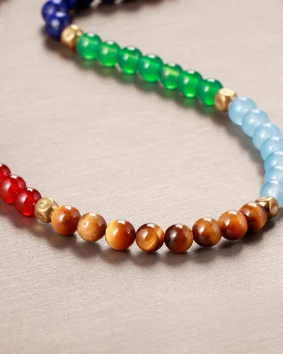 Vista 6 de Jewever Tobillera de 7 chakras para mujer, pie de playa, piedras preciosas curativas y cristales para yoga, meditación de equilibrio, Piedra, Ágata