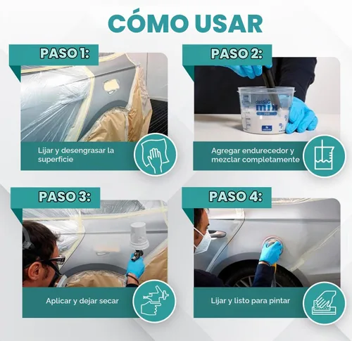 Vista 5 de Roberlo Multyfiller Express ME1 - Relleno de imprimación 1L + endurecedor P5000 de 16.9 fl oz, imprimación acrílica de alta construcción 2K
