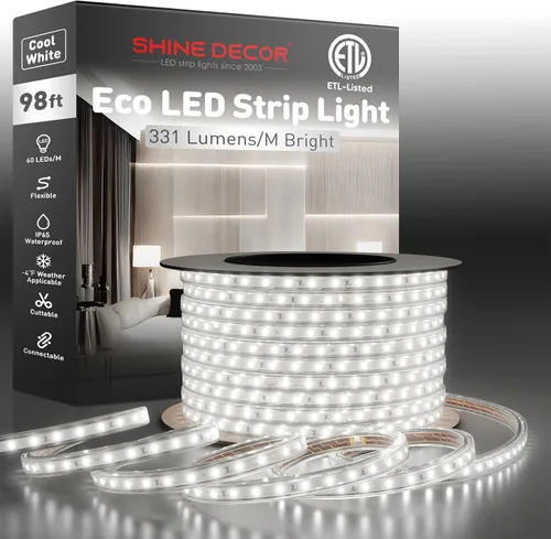 Vista 14 de Shine Decor Tira de luz LED fácil de conectar, 2800 K blanco cálido, resistente al frío, resistente a la intemperie para interiores y exteriores