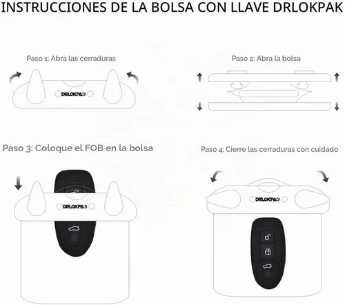 Vista 5 de DRLOKPAK Cartera sumergible impermeable 2Pack Dry Car Key FOB Case Bag Negro y anaranjado