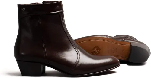 Vista 7 de Club Cubano EMMANUEL Botas de tacón cubano de cuero liso para hombre, color marrón