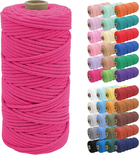 Vista 62 de JeogYong Cuerda de macramé de 0.157 in x 109 yardas, cuerda trenzada de algodón natural, cuerda de macramé para bolsas de ganchillo, colgar