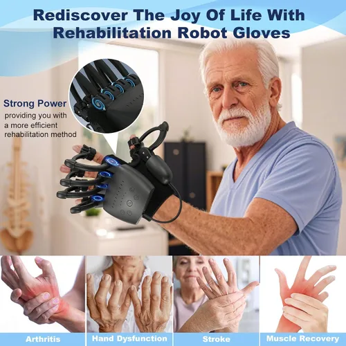 Vista 2 de Guantes de robot de rehabilitación mejorados para recuperación de hemiplejia cerebral, guante robótico portátil para rehabilitación de accidentes