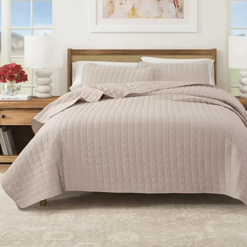 Vista 12 de Great Bay Home Juego de edredón individual/individual XL, juego de ropa de cama de 2 piezas con costuras en caja de sirsaca - colcha suave, ligera