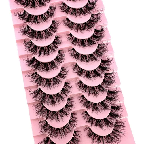 Vista 25 de Nuevas 10 Pares de Pestañas de Visón 3D Pestañas Postizas Hechas a Mano Pestañas Largas Esponjosas y Voluminosas Naturales Herramientas