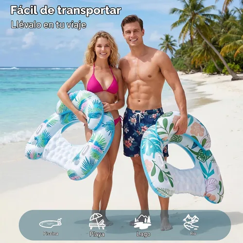 Vista 3 de OKSUWATER Paquete de 3 flotadores de piscina para adultos, multicolor