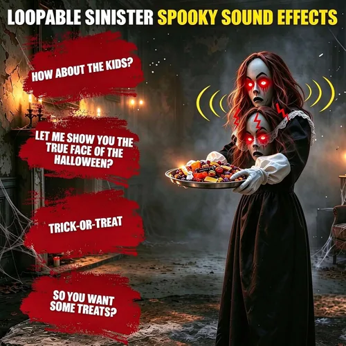 Vista 9 de 5.3 Ft Scary Halloween Animatronics Decorations Outdoor Life Size Maid