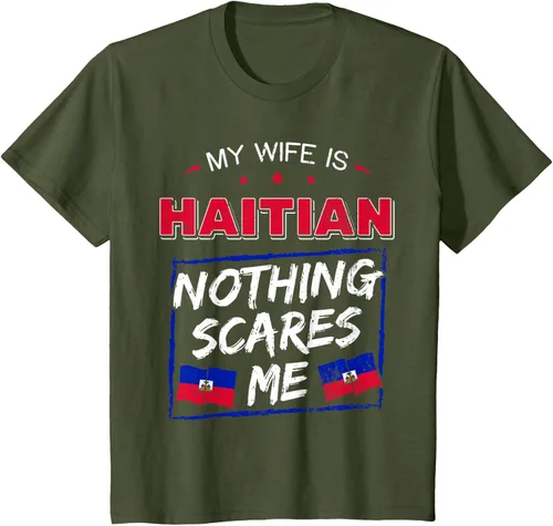 Vista 10 de My Wife Is Haitian Republic of Haiti Heritage Roots - Camiseta con bandera, Negro, S