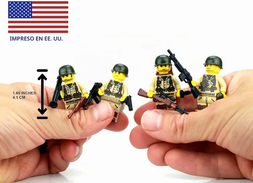 Vista 3 de Battle Brick Minifiguras coleccionables de 1.6 pulgadas de alto del ejército de Estados Unidos de la Segunda Guerra Mundial de los soldados
