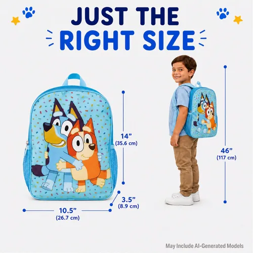Vista 7 de Fast Forward Bluey - Mochila y lonchera 3D para niños (14 pulgadas)
