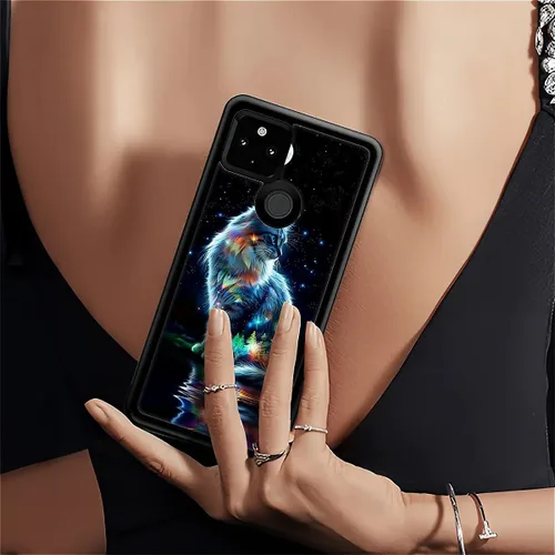 Vista 1786 de Compatible con Google Pixel 4A 5G Mobile Case Creative Acrylic Panel trasero Silicona Protección Grip especialmente diseñado para Google Pixel 4A 5G