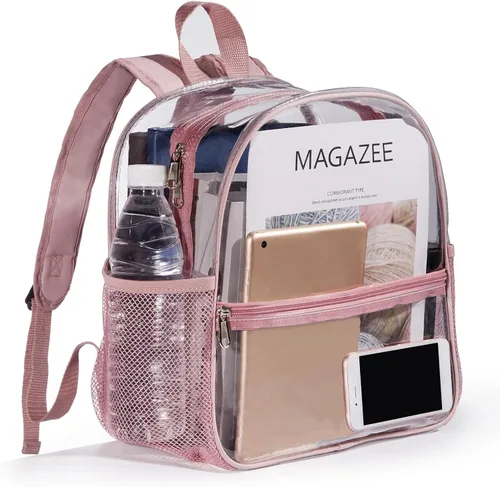 Vista 8 de ZJIE Mini mochila transparente de 12 x 12 x 6 pulgadas, aprobada por
