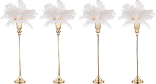 Vista 10 de Jarrones altos dorados versátiles de 32.2 pulgadas de altura para centros de mesa, jarrones de trompeta de metal para centros de mesa de bodas