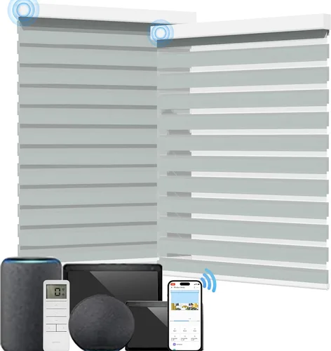 Vista 62 de MYshade Persianas enrollables de cebra opacas (85 %) con cordón para ventanas interiores, persianas de doble capa beige para dormitorio, baño, sala