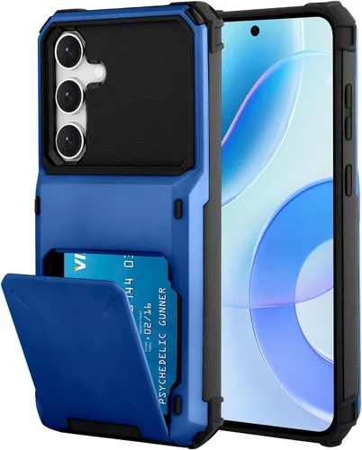 Vista 70 de Funda tipo cartera para Samsung Galaxy S22 con ranura para 2 tarjetas de crédito Funda a prueba de golpes Hybrid Heavy Duty Protection Armor Funda
