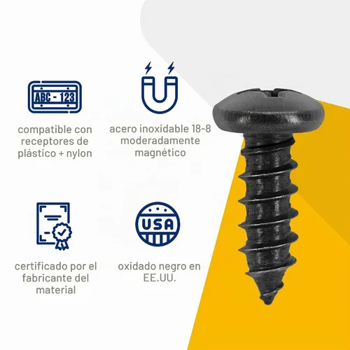 Vista 5 de Tornillos de acero inoxidable, cabeza negra, acabado oxidado (paquete de 4)