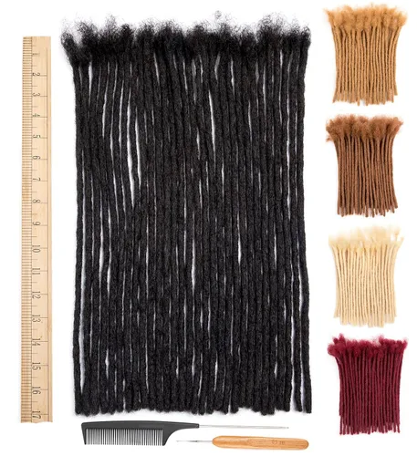 Vista 25 de DAIXI 0.2cm y 0.4cm y 0.6cm y 0.8cm de grosor 4-18 pulgadas 10 hebras extensiones de rastas de cabello humano 100% real para hombres/mujeres