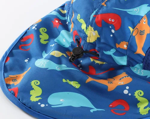 Vista 6 de LLmoway Sombrero de playa para niños y niñas, UPF50, sombrero de ala ancha con solapa para el cuello